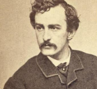 A black and white photo of John Wilkes Booth