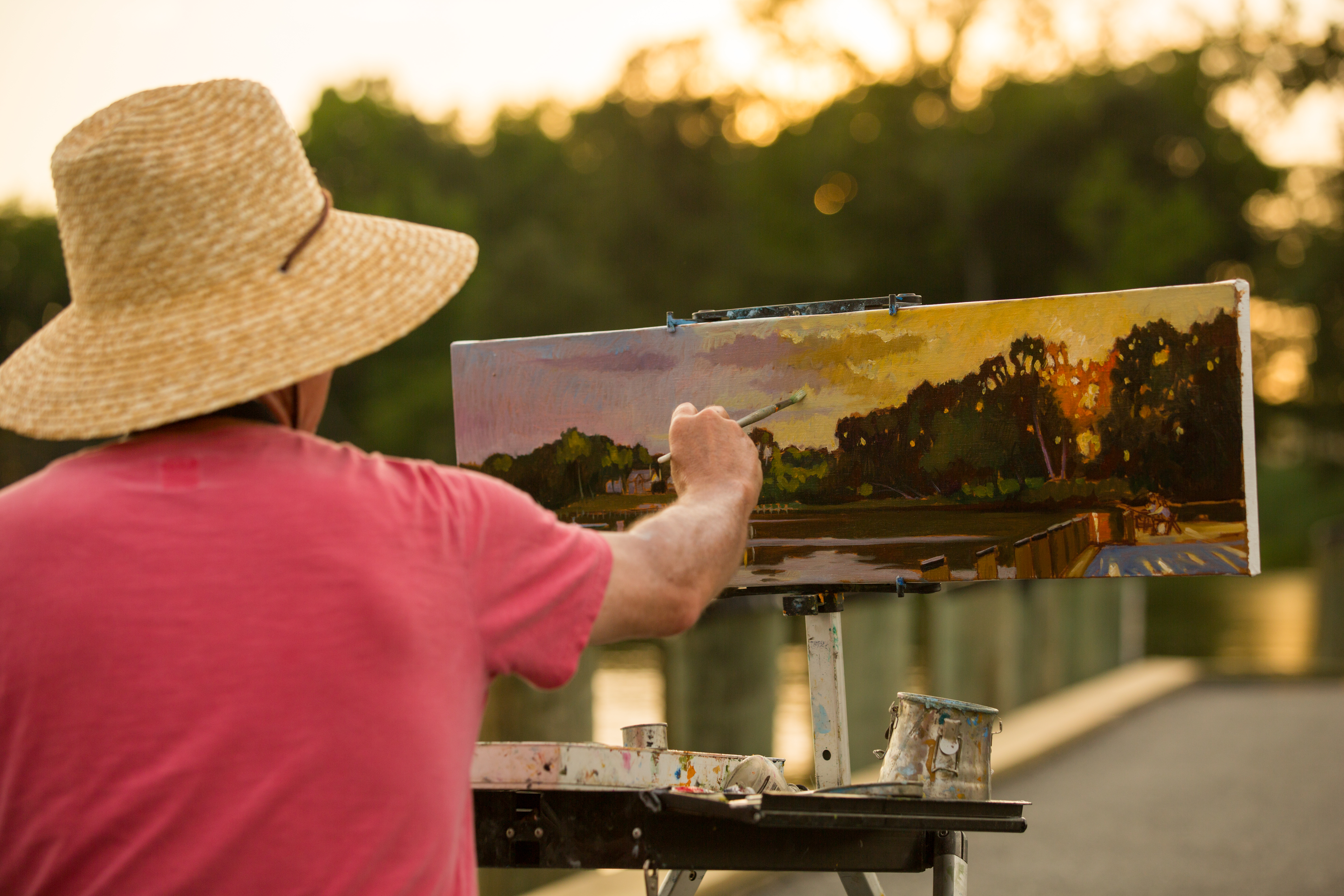 Artist painting landscape