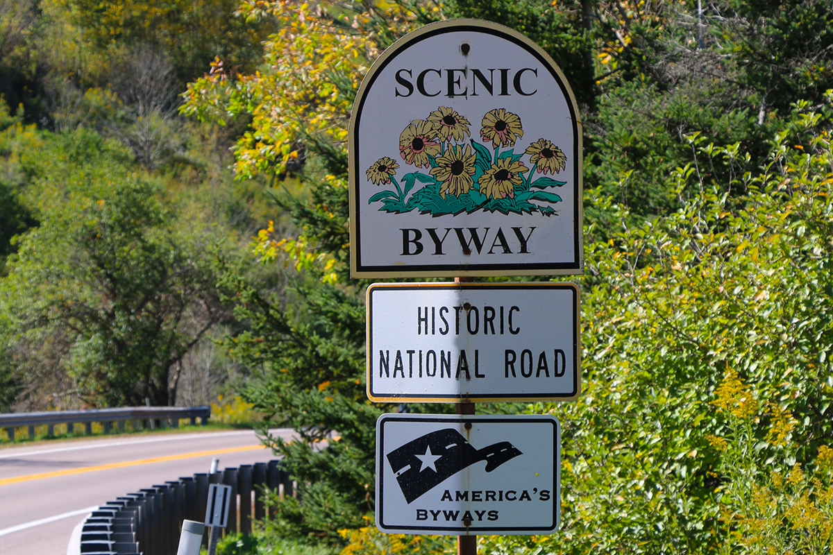 historic National Road Scenic Byway sign
