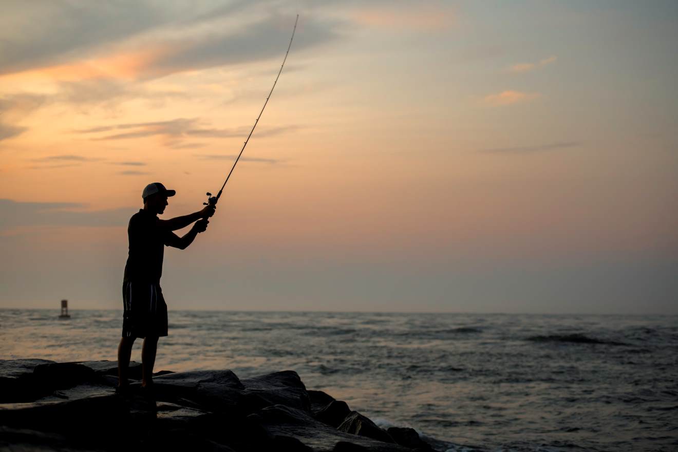 Man Fishing in Ocean City