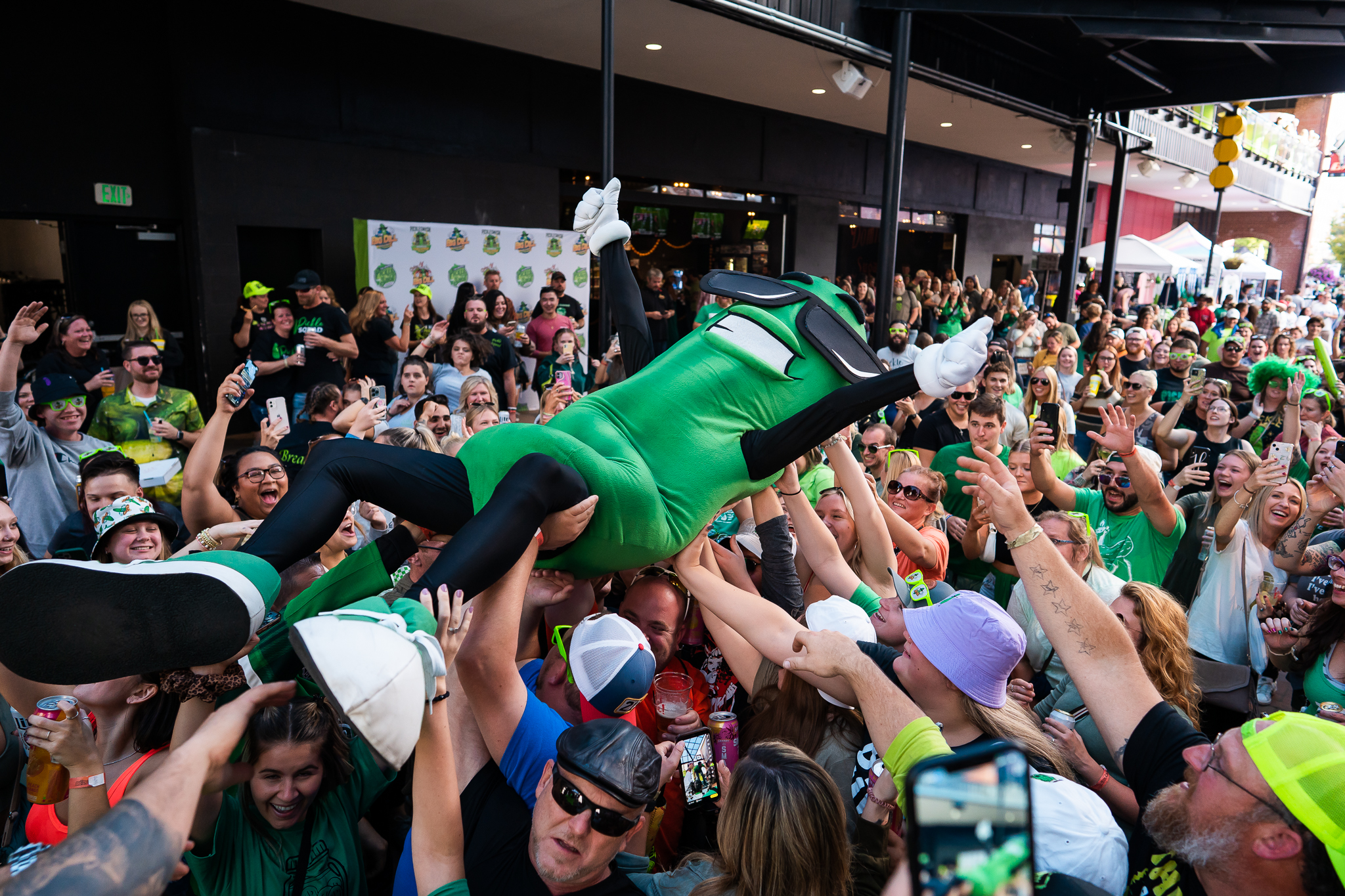 The BIg Dill Mascot crowd surfing during the festival.