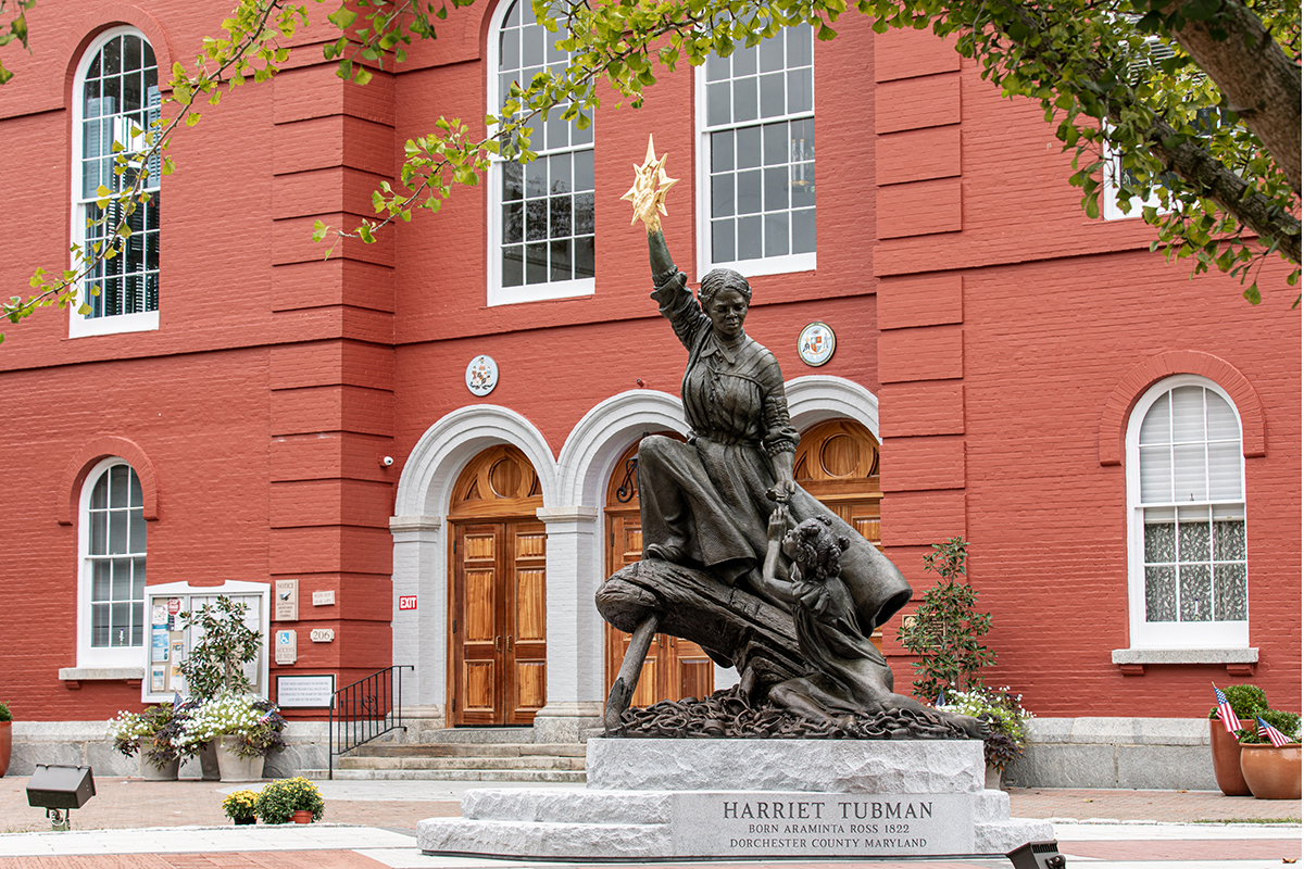 Tubman Statue at Dorchester County Courthouse, Cambridge, Maryland.