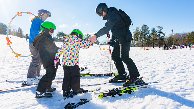 Family skiing at the Wisp Resort.