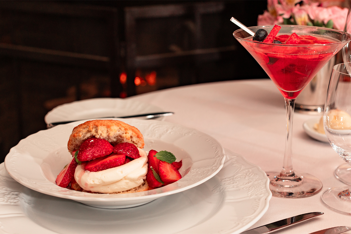 A Strawberry Desert with a Strawberry Martini