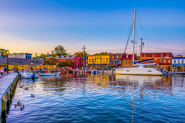 Ego Alley in Annapolis in Anne Arundel County at Sunset