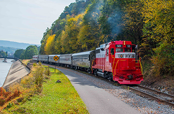 Western Maryland Scenic Railroad along the water
