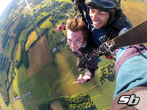 Tandem skydiving over Baltimore