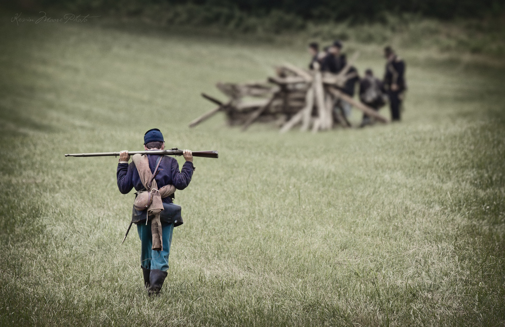 Civil War Union Soldier at a Reenactment