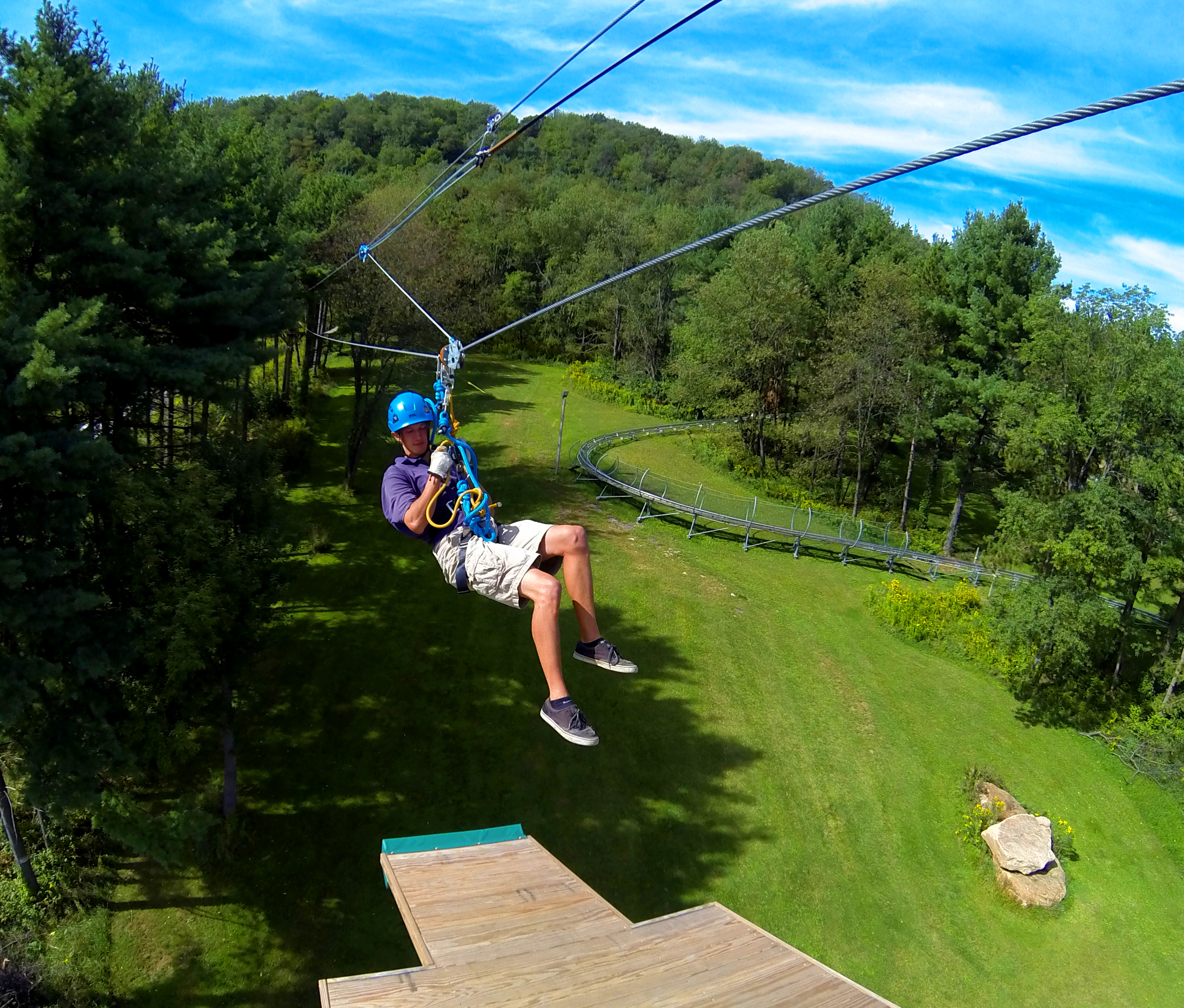 The Wisp Resort Mountain Park at Deep Creek Lake offers 3 canopy tour challenge adventures, the mountain coaster, geocaching, disc golf and more.