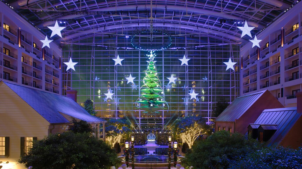 Gaylord Atrium at National Harbor Decorated for the Holidays
