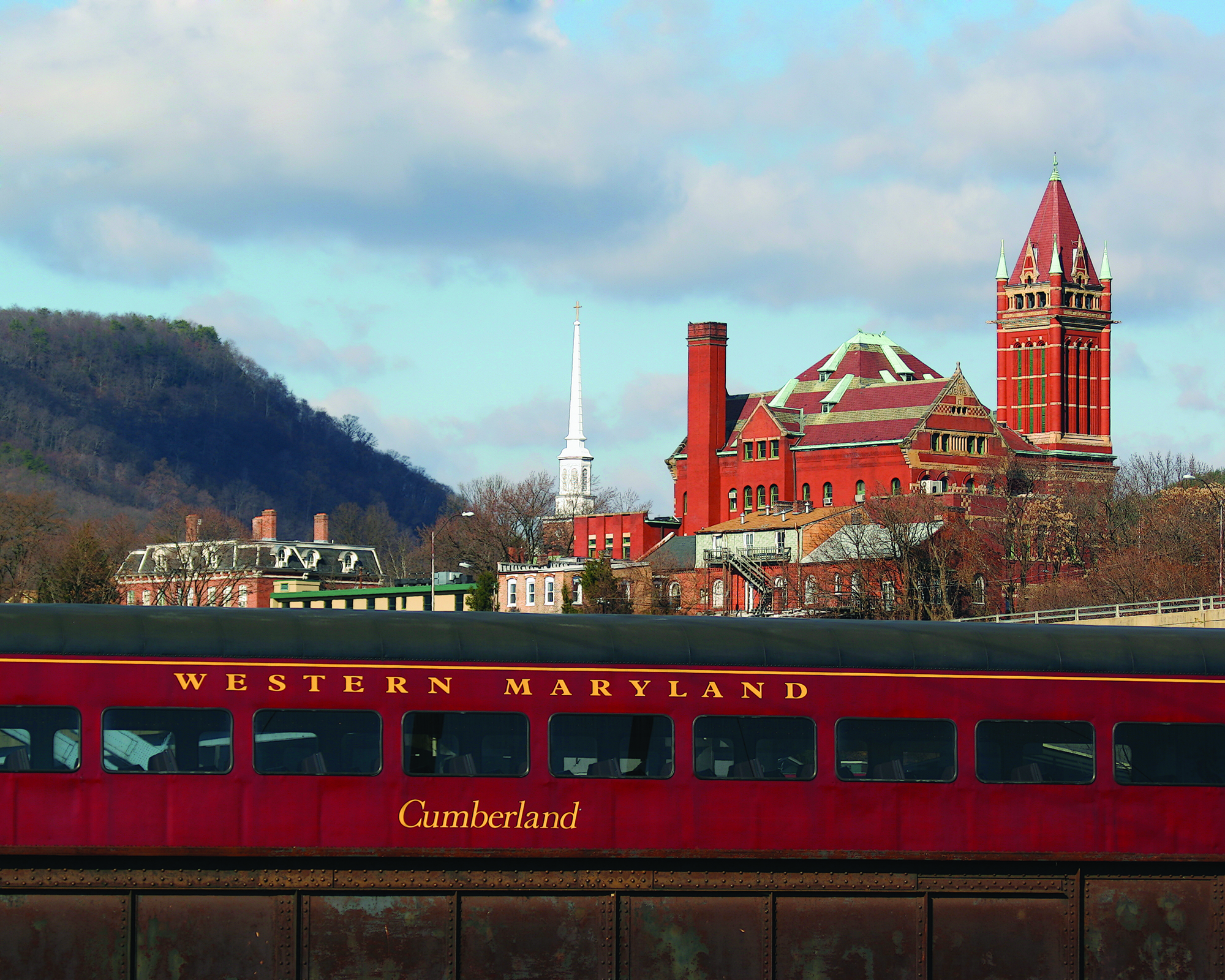 Red train in Cumberland 