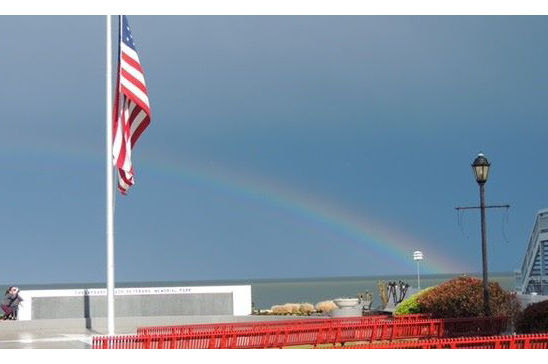 Chesapeake Beach with Rainbow over Water