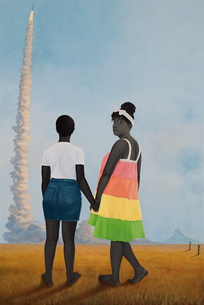 Amy Sherald. Planes, rockets, and the spaces in between. 2018.  Photo
