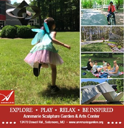 Views of the Sculpture Garden and visitors enjoying the space. Photo