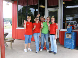 Group waves outside Cindy's East Side Kitchen. Photo