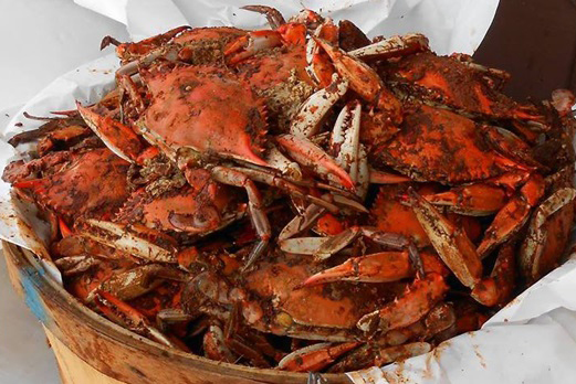 Baskets of steamed crabs Photo