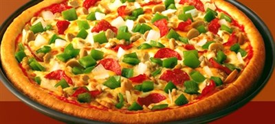 Sicilian pizza with hand-thrown crust from Carmela's Cucina Photo