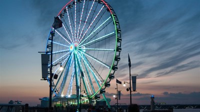 Capital Wheel at National Harbor at dusk Photo