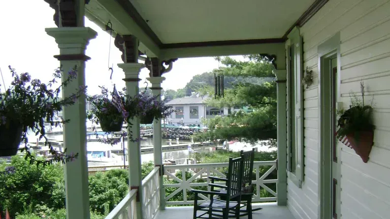 Inn porch overlooking canal