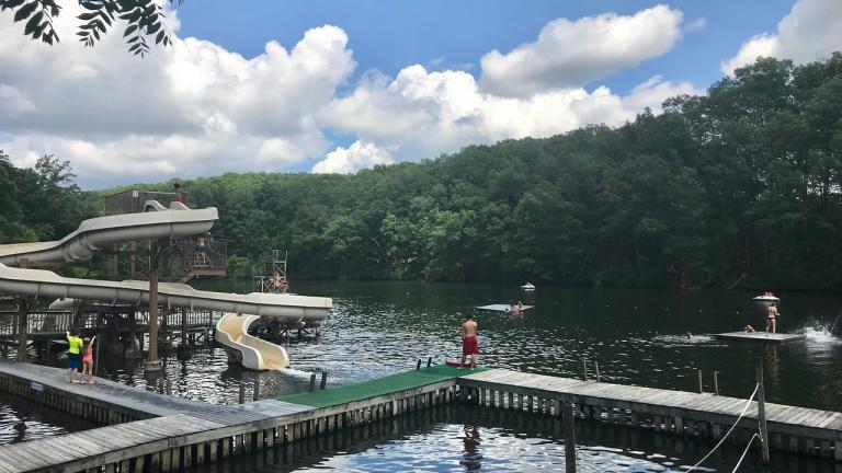 Water park on a lake