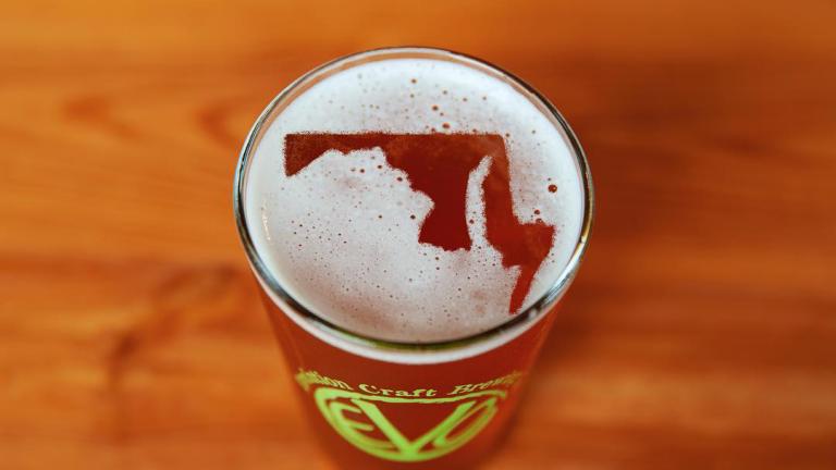 Beer Pour Topped with Maryland Map