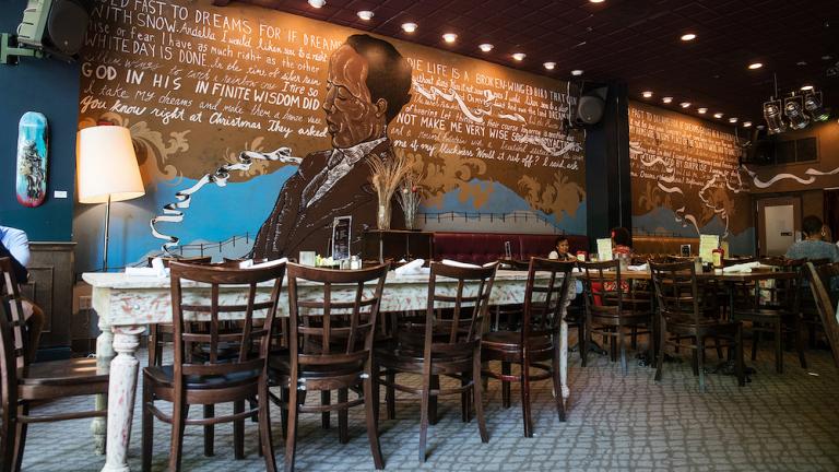 Interior seating at the Busboys and Poets