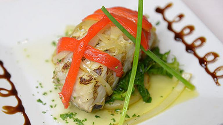 A dinner plate from Tavira Restaurant