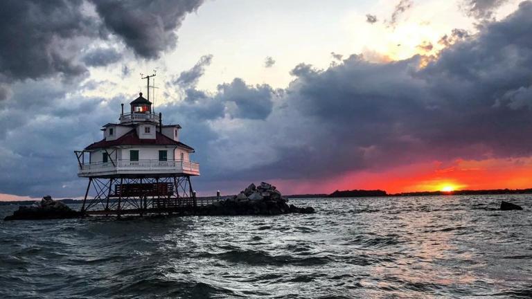 Thomas Point Shoal Lighthouse at sunset