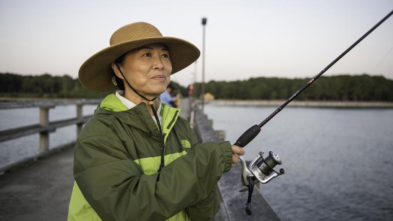 Woman Fishing at Point Lookout