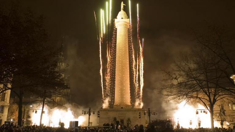 fireworks and lighting of the Monument
