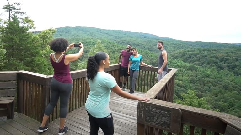 Friends enjoying the scenic beauty of the Western Mountains along the C&O Canal