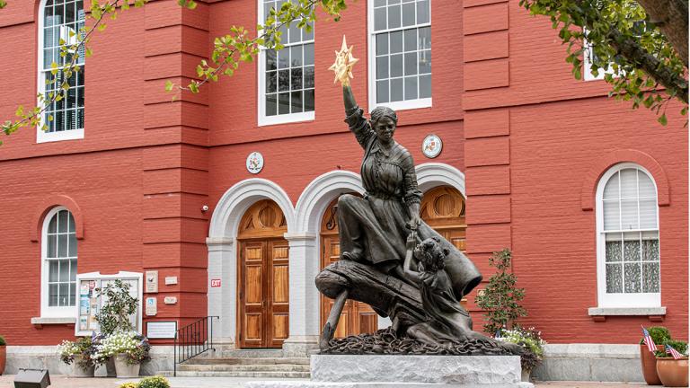 Tubman Statue at Dorchester County Courthouse, Cambridge, Maryland.