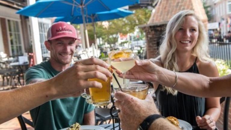 Friends in Easton enjoying a drink together