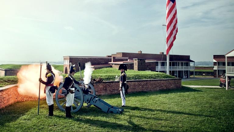 Watch battle reenactments at Fort McHenry in Baltimore.