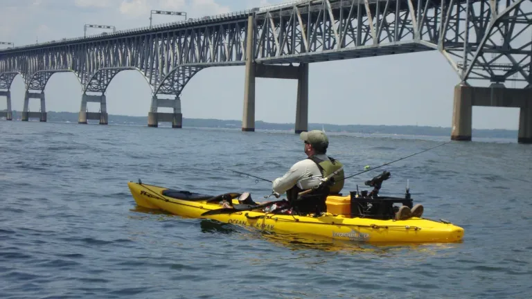 Kayak fishing at the Chesapeake Bay Bridge