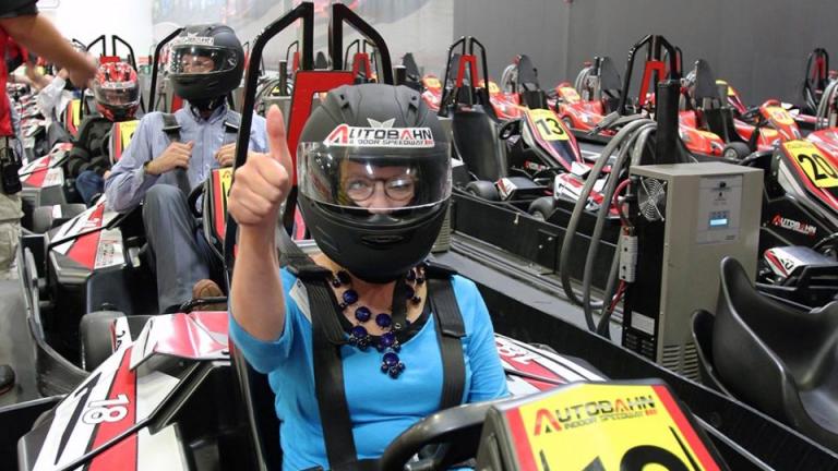 Woman in a go kart