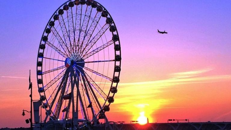 National Harbor's Capital Wheel at sunset