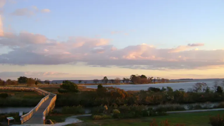 sunset view of land and bay