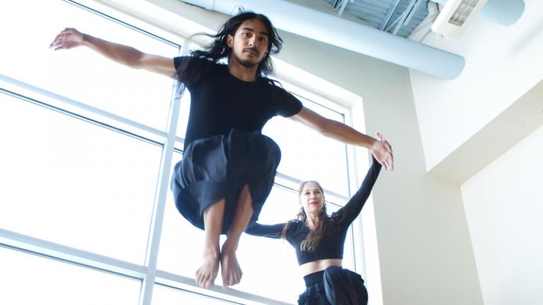 performers in mid-air