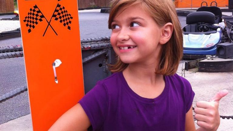 Girl getting ready to ride in GoKart