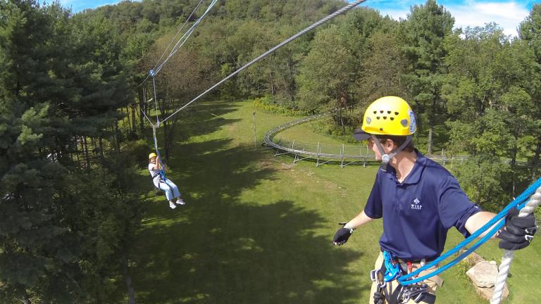 People on zip line