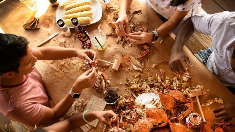 Steamed crabs