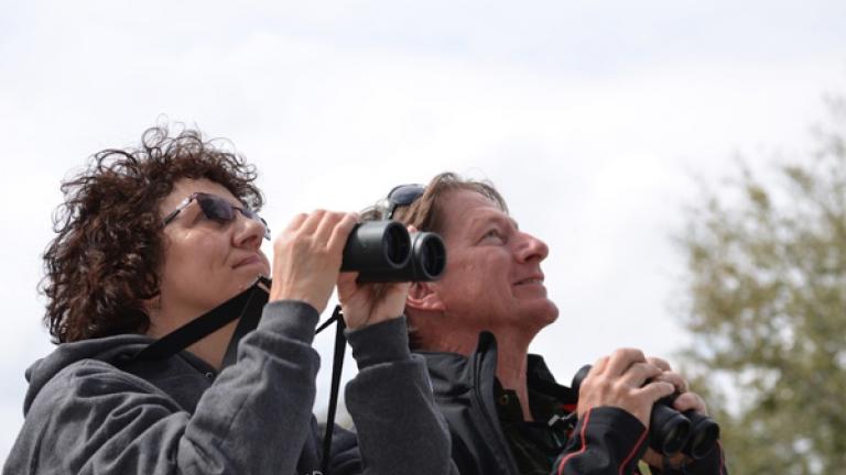Couple with binoculars