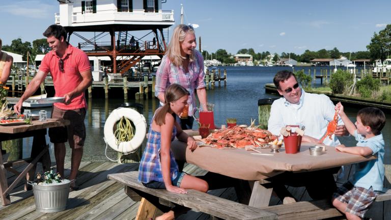 Food tastes better by the water, and what better place for a crabfeast than in Solomons on the Chesapeake.