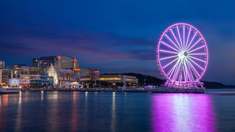 At the heart of the National Harbor is a resort which boasts a huge spa, beautiful atrium and stunning views