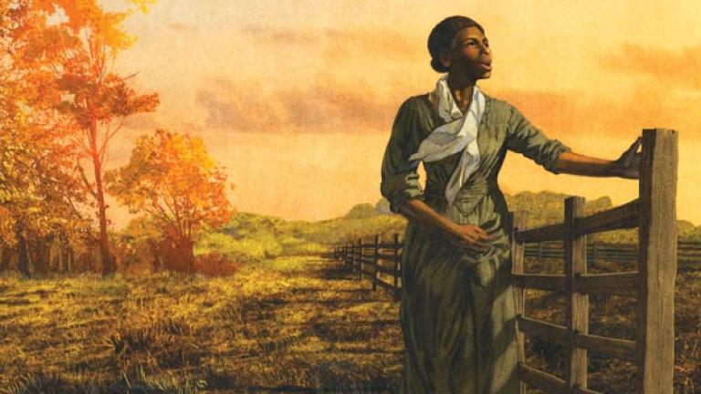 Harriet Tubman at a fence