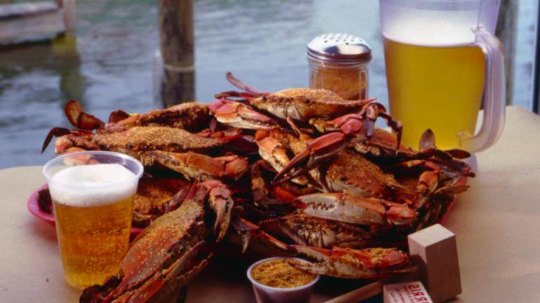 Enjoy crabs and beer while dining on the deck or inside at Harris Crab House.