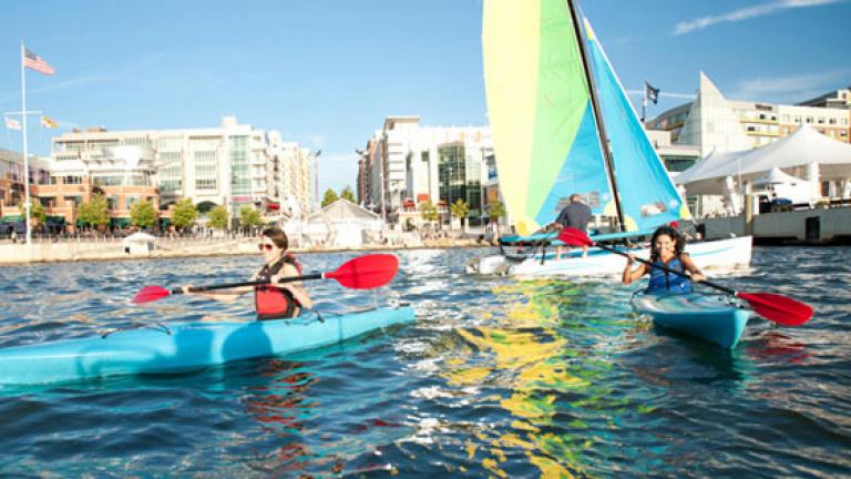 Enjoy water activities around National Harbor's marina.