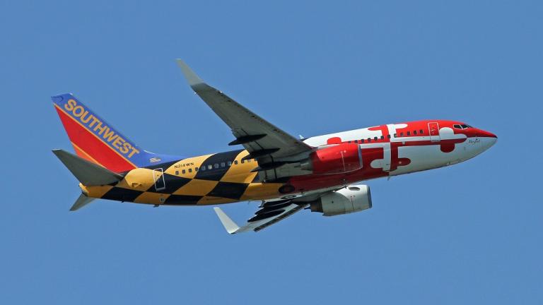 Maryland flag inspired plane