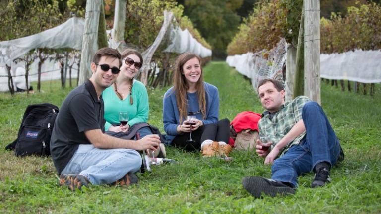 People drinking wine